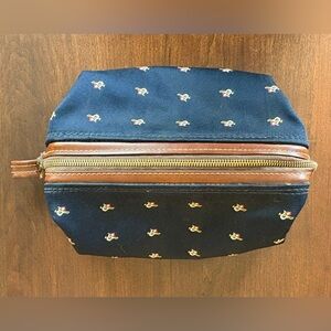 Men’s swank Vinyl Navy Anchor Canvas & Leather Toiletry Kit Travel Bag Zippered